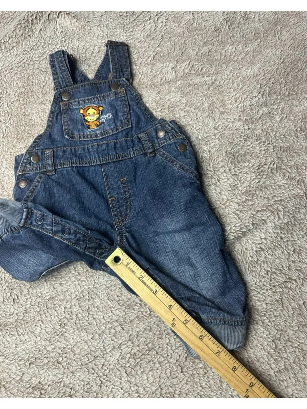 H&M x Disney Tigger Baby Denim Overalls Blue 2-4M Winnie the Pooh EUC Snap Leg